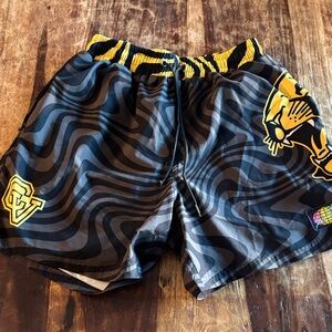 Slunks CV Cougar Men's Volleyball Athletic Black and Yellow Shorts Size M